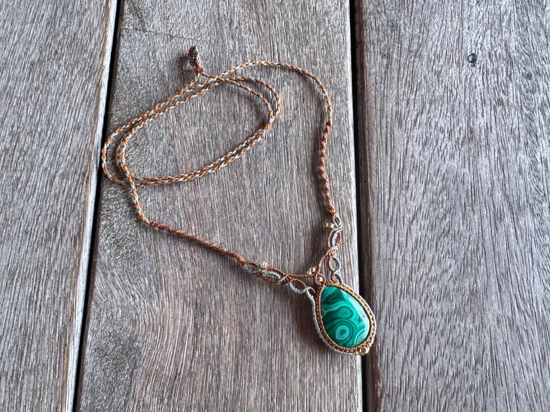 20260121 Macrame 孔雀石 編織 頸鍊 - 項鍊 - 半寶石 綠色