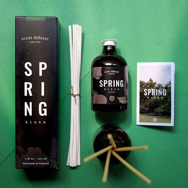 Essential Oil Diffuser Set 100ml - Spring Blend Mood-Balancing Recipe - 香氛/精油/擴香 - 玻璃 咖啡色