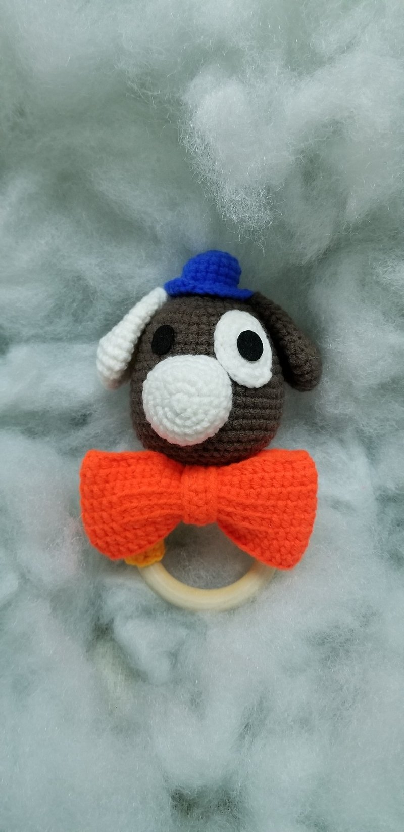 Crochet Toys - Gentleman dog rattle Wool Dolls Handmade Dolls Crochet Toys - ตุ๊กตา - วัสดุอื่นๆ 