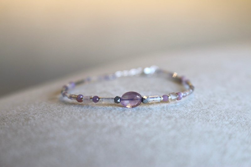 Bracelet Amethyst, Purple Heart Stone, Purple Jade - I laughed so hard - - สร้อยข้อมือ - เครื่องประดับพลอย สีม่วง