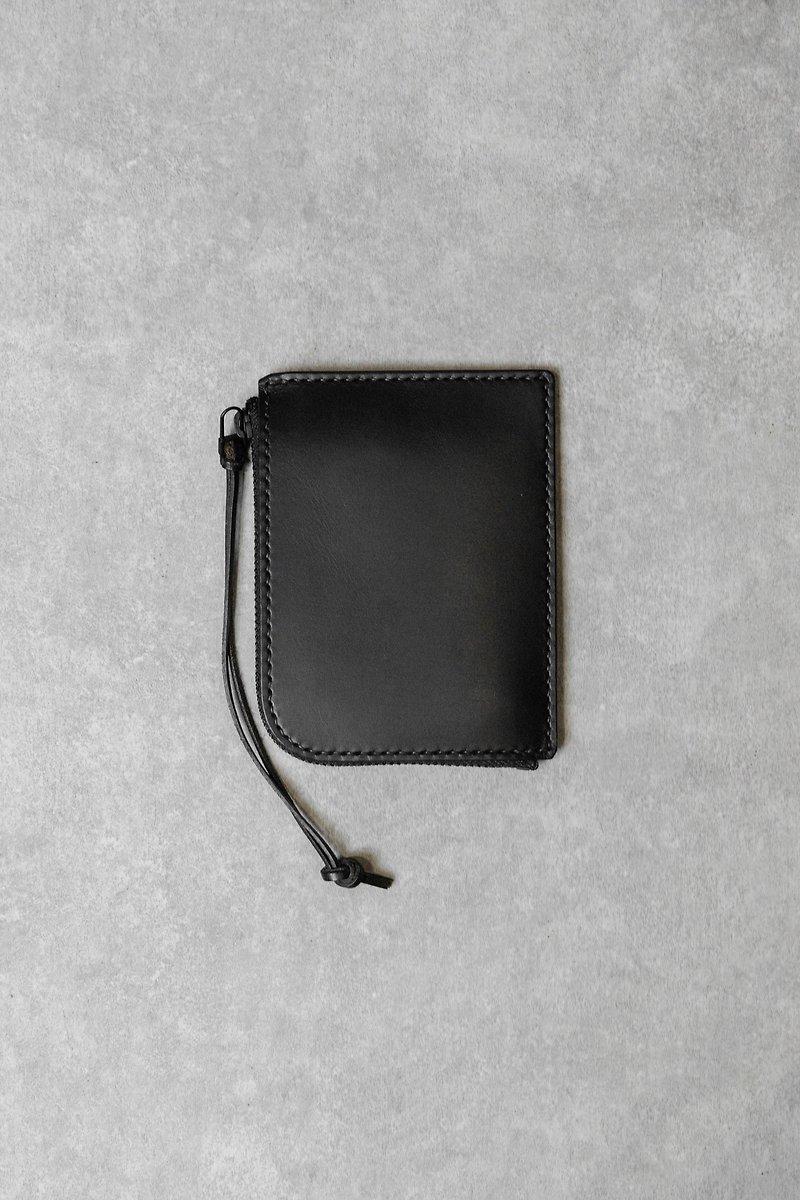 L กระเป๋าซิป - กระเป๋าสตางค์ - หนังแท้ สีดำ