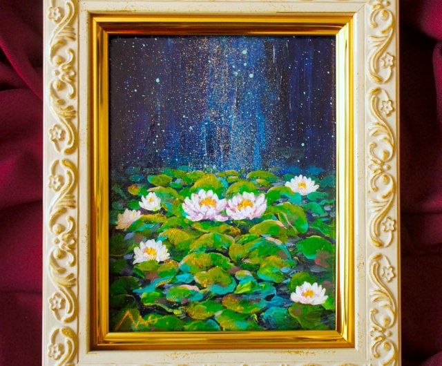 蓮の花「絵画」２L判サイズ原画 開運 蓮の花水彩画 絵画イラスト原画 風水 - メルカリ