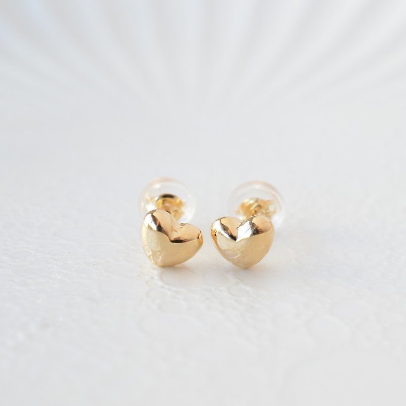 K18 yellow gold heart earrings - ต่างหู - เครื่องประดับ 