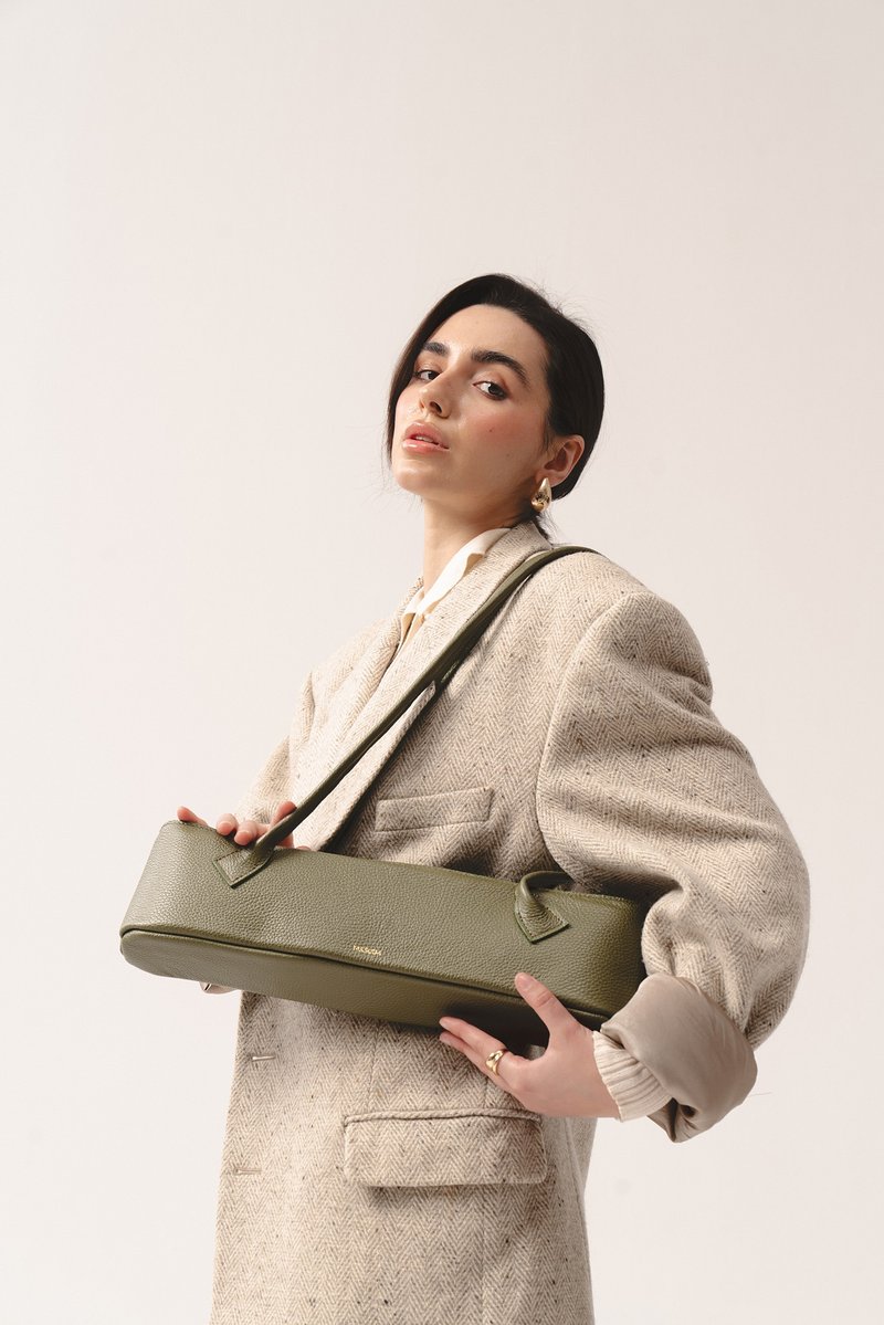 Leather Shoulder Bag Teckelete – Italian Grain Leather | Handcrafted in Europe - 手提包/手提袋 - 真皮 綠色