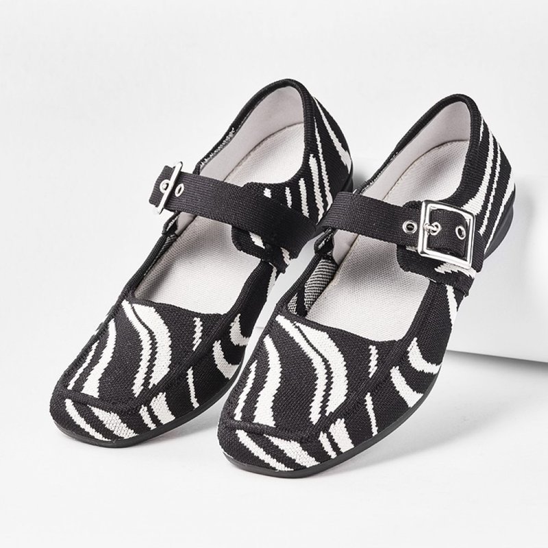 Wednesday Flats Black Zebra - รองเท้าบัลเลต์ - เส้นใยสังเคราะห์ สีดำ