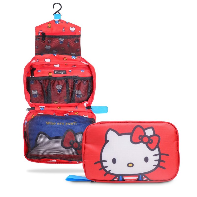 murmur旅行收納三摺盥洗包 | hello kitty(經典紅) - 化妝包/收納袋 - 聚酯纖維 紅色