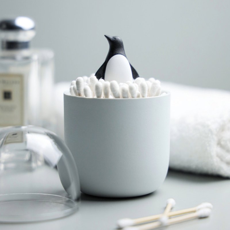 QUALY cotton swab jar (Iceland Penguin) - Storage - Eco-Friendly Materials Multicolor