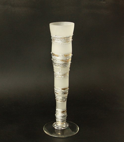 NeA Glass Matt Glass Vase Silver Gold Plating, Crystals, Hand-painted