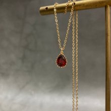 14K <ゴールド>ドロップレット鎖骨チェーンネックレスチョーカーネックレス14KGF<レッド>