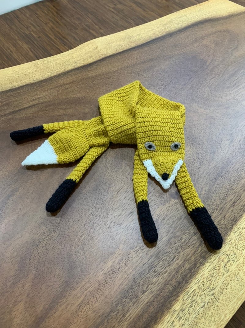 DIY鉤針狐狸圍巾材料包/可愛動物造型圍巾 - 編織/刺繡/羊毛氈/縫紉 - 羊毛 