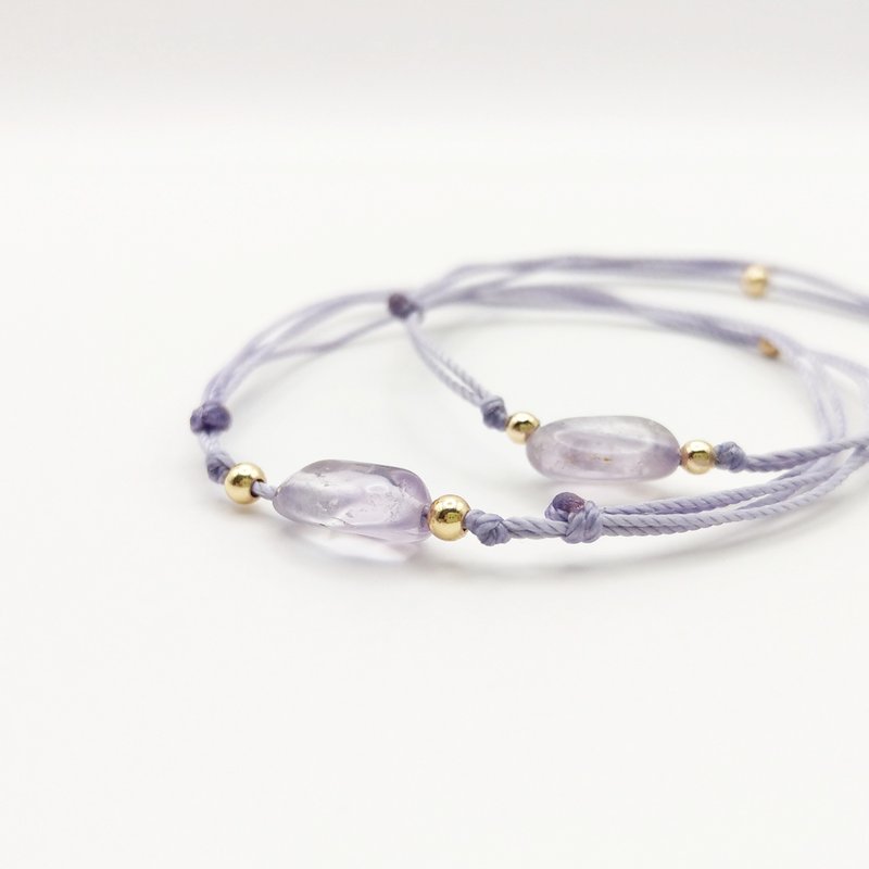 Natural Crystal Ametrine Followed Stone Waterproof Wax Thread Bracelet - สร้อยข้อมือ - คริสตัล 