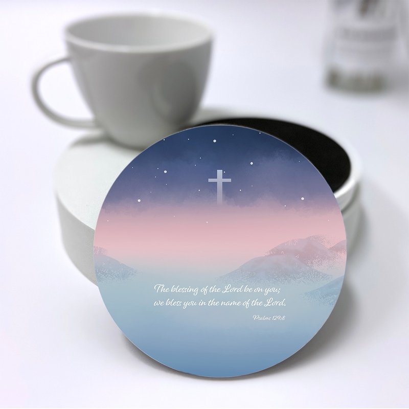 Illustration Scripture Ceramic Absorbent Coaster-Silent Night Prayer - Coasters - Pottery 