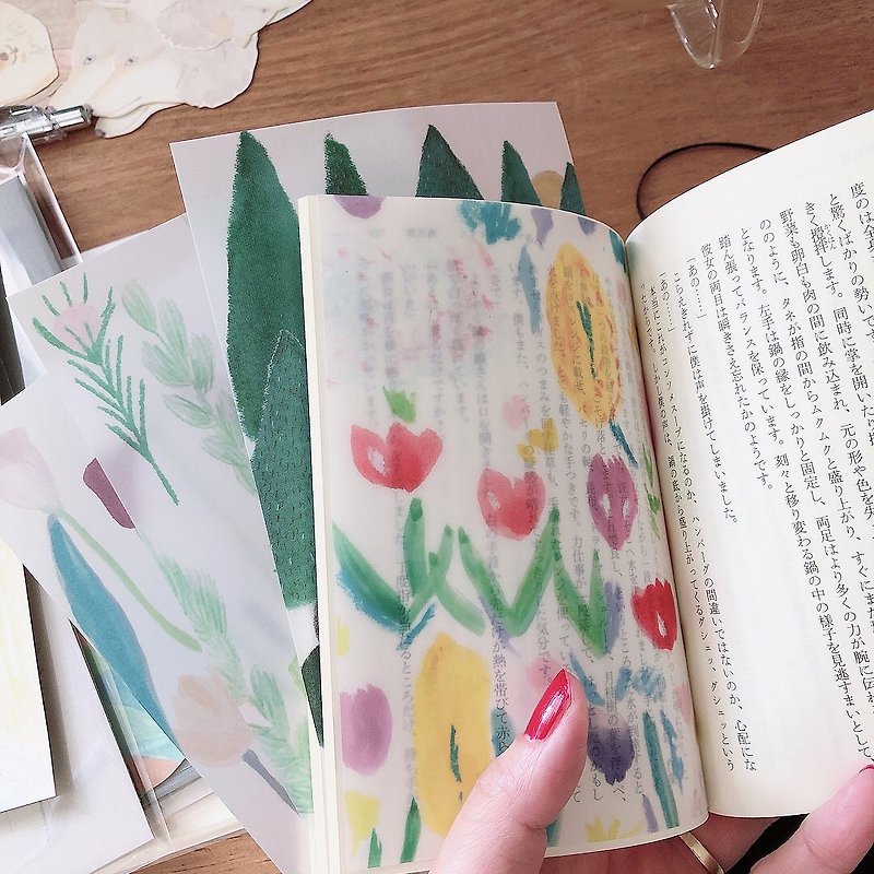 Letters and spring, summer, autumn and winter, transparent flower lover set - ที่คั่นหนังสือ - กระดาษ หลากหลายสี