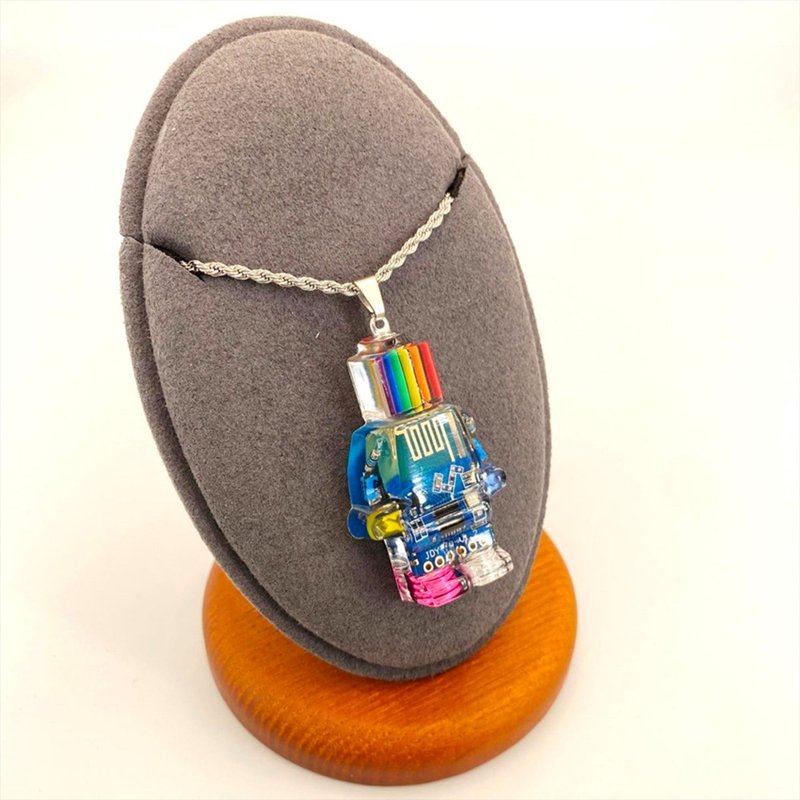 人 原創手作品 彩虹樂高機器 手工項鍊 藝術  精品 吊墜 配件 - 項鍊 - 樹脂 多色