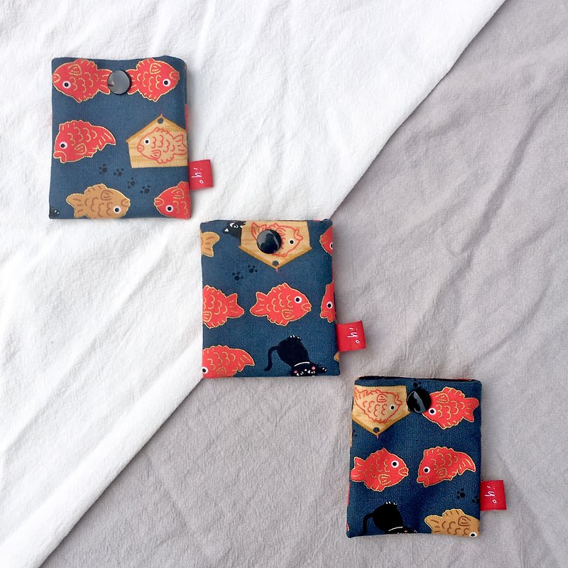 Cat and Taiyaki || Cable bag, cable bag, earphone bag Airpods - Other - Cotton & Hemp 