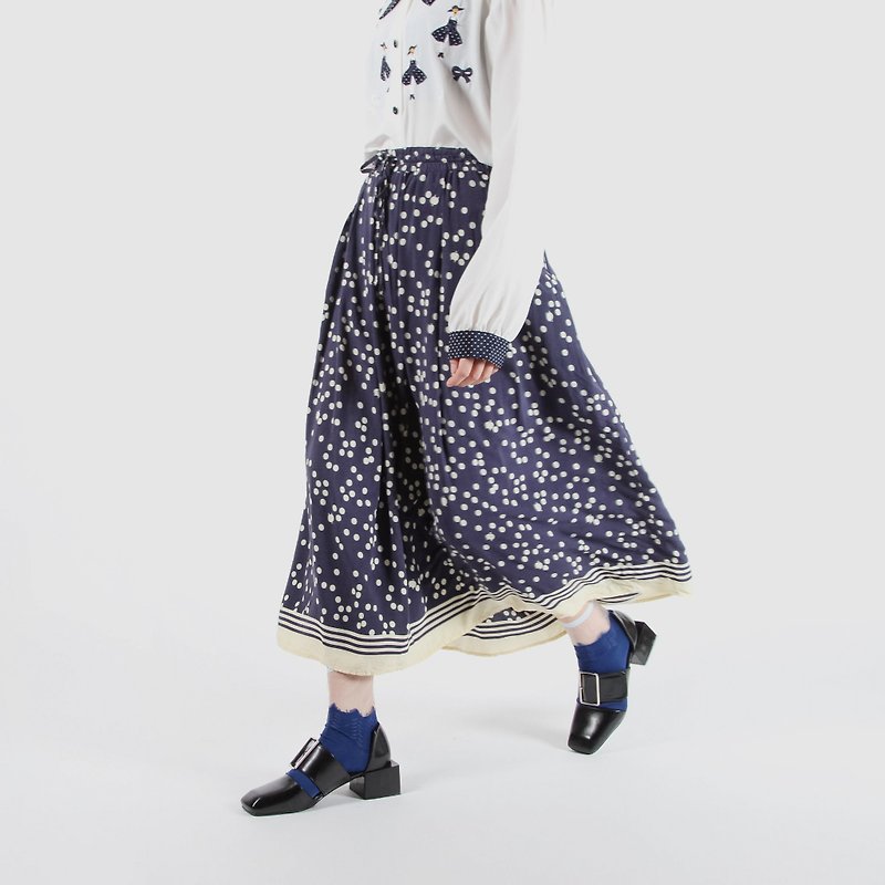[Egg Plant Vintage] Water Yuxing Star Print Ancient Dress - Skirts - Polyester Blue