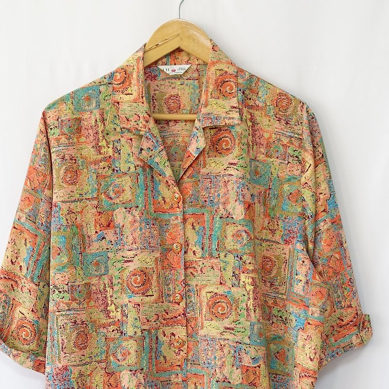 │Slowly│ vintage shirt 49│vintage. Retro. Literature - Women's Shirts - Polyester Multicolor