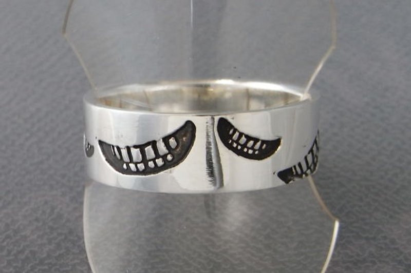smile stamp flat ring sterling silver jewelry " smile stamp ring_L" s_m-R.11 ( 微笑 笑靥 笑脸 銀 戒指 指环 刻印 刻章) - 戒指 - 其他金屬 