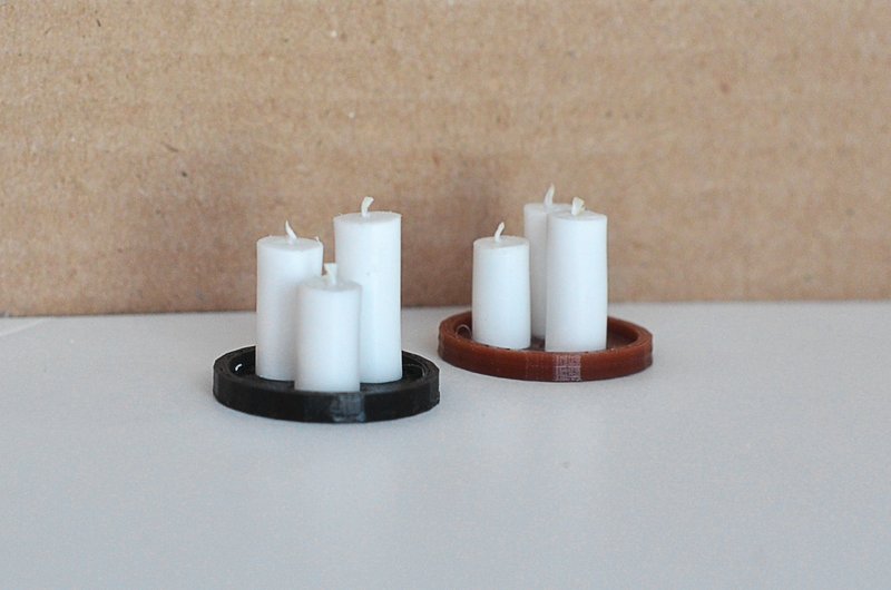 Miniature Dollhouse candles tray for dolls 1/12, 1/8, - Stuffed Dolls & Figurines - Plastic Black