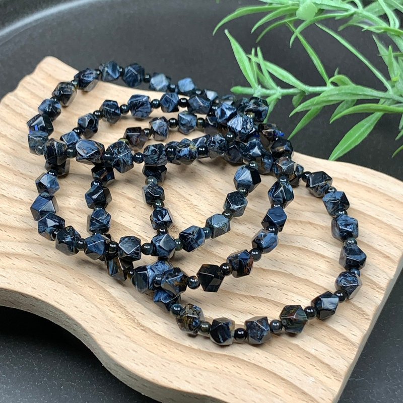 小精品 天然 彼得石 藍色風暴 油畫 八角珠 手鍊 - 手鍊/手環 - 水晶 藍色