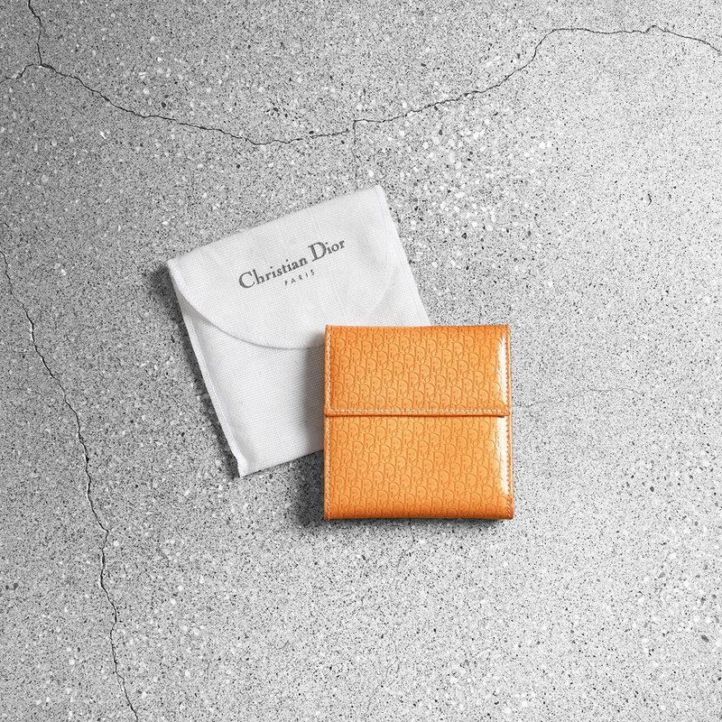 Christian Dior 古董中夾 / 古董皮夾、古董精品、二手精品 - 錢包/皮夾/長短夾 - 真皮 橘色