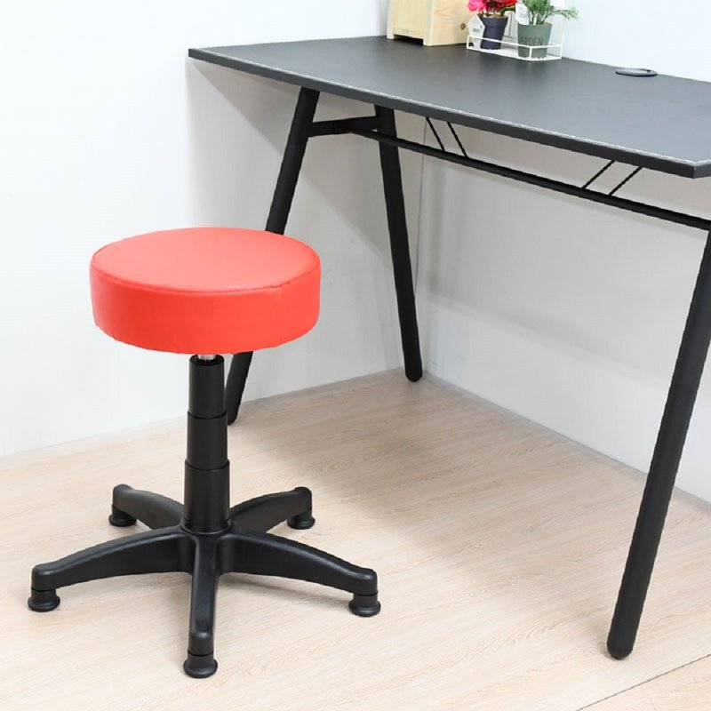 Leather lifting and rotating round chair lifting chair table chair office chair work chair | - เก้าอี้โซฟา - วัสดุอื่นๆ สีแดง