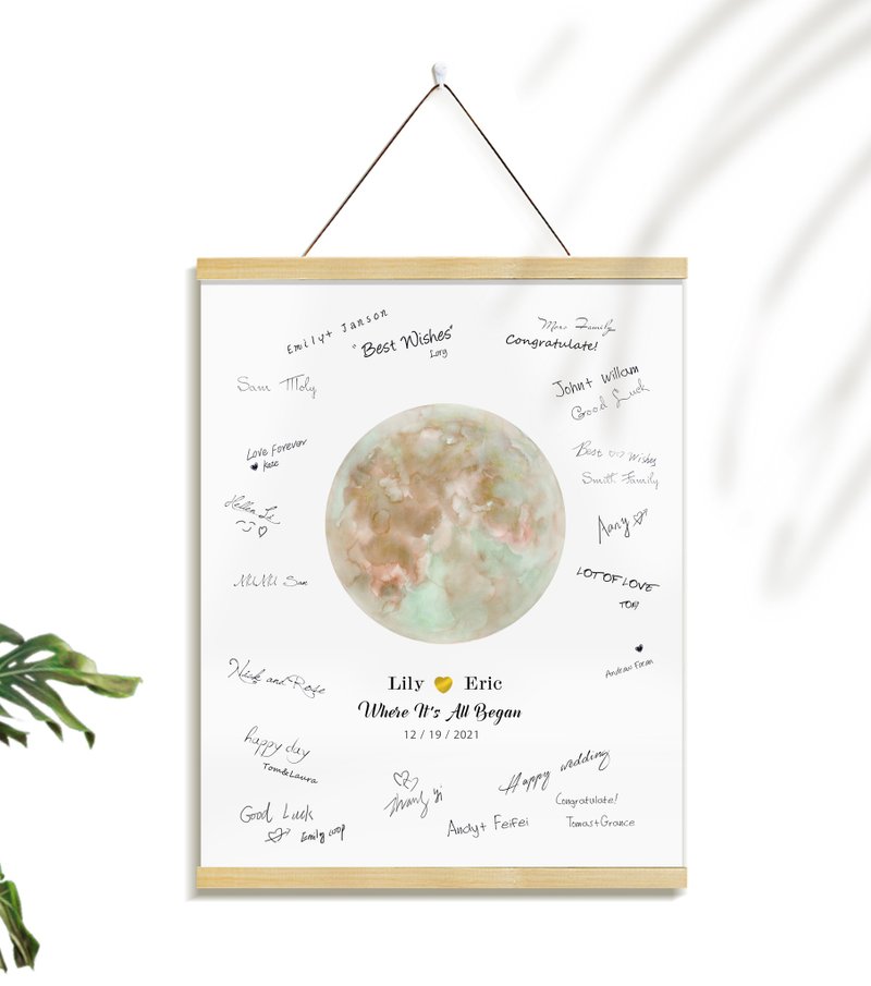 Customized Wedding Arrangement Guest Signature Board Wedding Signature Customized Moon Hanging Scroll - Posters - Paper 