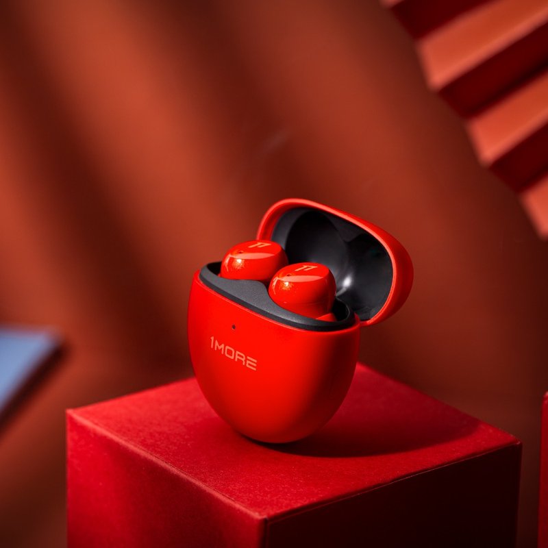 【1MORE】ComfoBuds Mini Wireless Noise Canceling Headphones-Cinnabar Red ES603 - Headphones & Earbuds - Other Materials Red