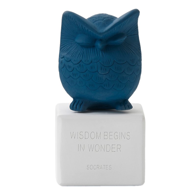 Ancient Greek Cute Owl Ornament Owl S (Small - Dark Blue) - Handmade Ceramic Statue - ของวางตกแต่ง - ดินเผา สีน้ำเงิน