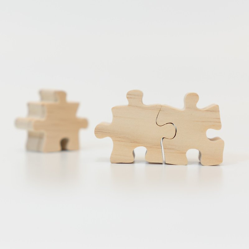 wagaZOO 厚切りブロックグラフィックシリーズ - パズル、アンカー - 置物 - 木製 カーキ