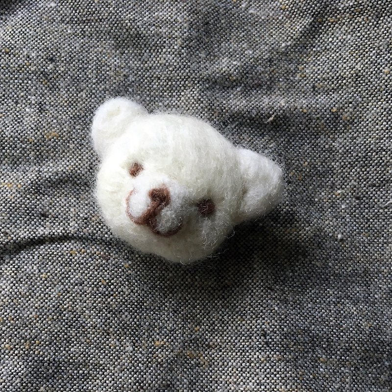 Handmade wool felt brooch : POLAR - Brooches - Wool White
