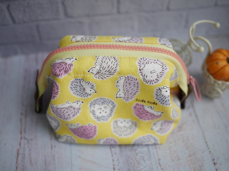 Hedgehog small cosmetic bag. - Toiletry Bags & Pouches - Cotton & Hemp Yellow