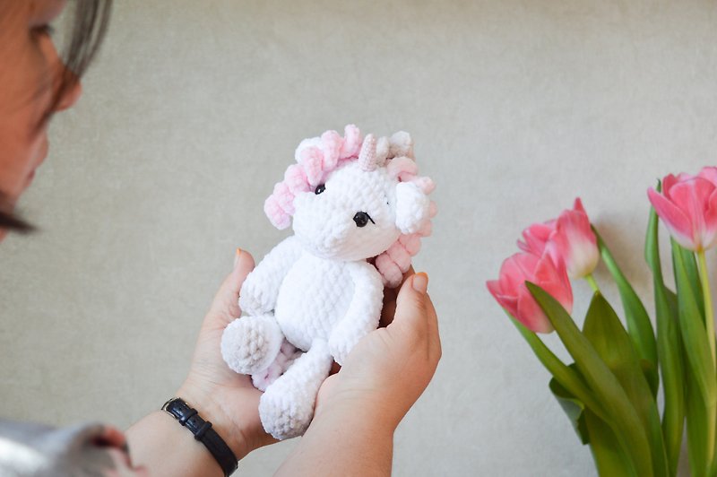 Little unicorn plush toy, baby unicorn stuffed animal, small magical hero - ของเล่นเด็ก - วัสดุอีโค ขาว