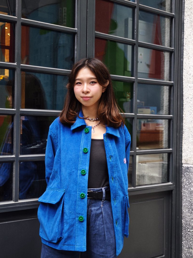 MOODLABBYLORRAINE | 彩藍燈芯絨工裝外套 - 男夾克/外套 - 其他材質 藍色