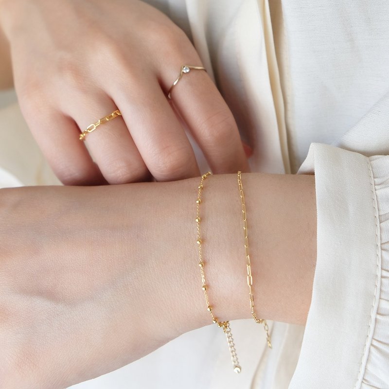 14K gold dot thin bracelet - สร้อยข้อมือ - เครื่องประดับ สีทอง