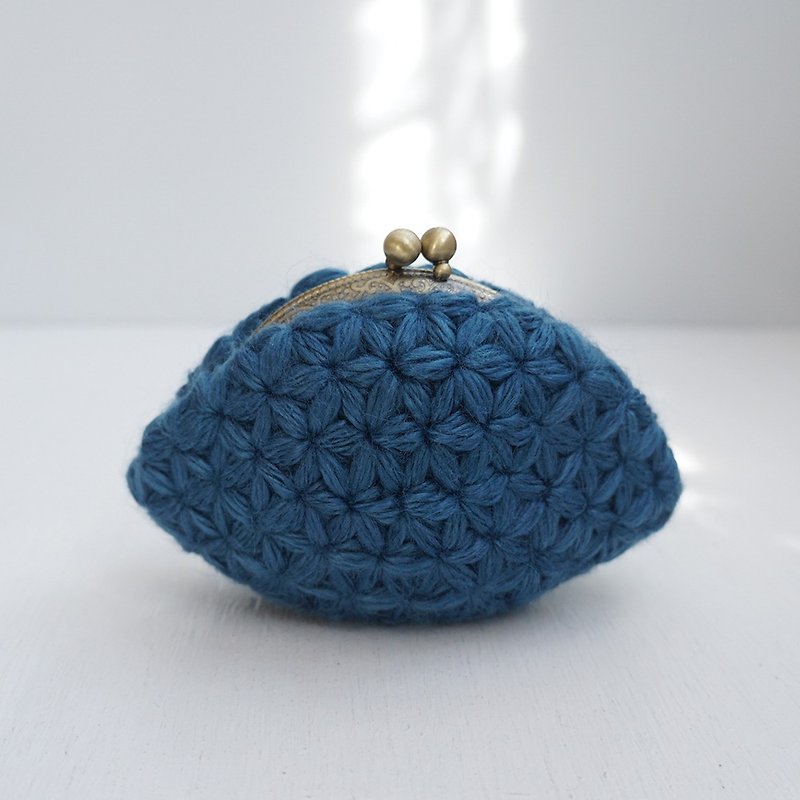 Ba-ba (m) Jasmine Stitch crochet coin purse No.C1740 - กระเป๋าเครื่องสำอาง - วัสดุอื่นๆ สีน้ำเงิน