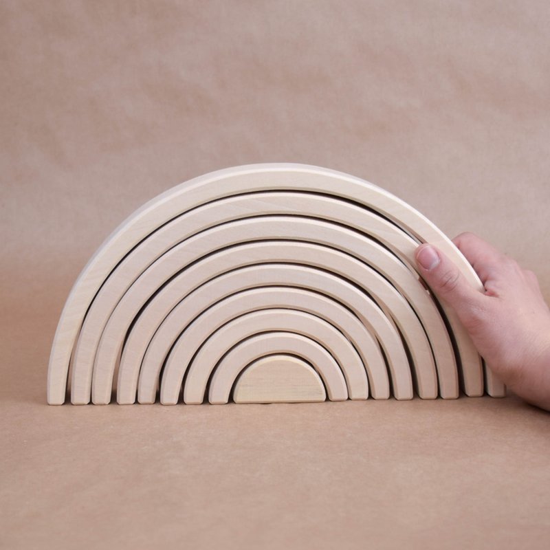 Unfinished Wooden Rainbow Stacker Toy 9 piece - 寶寶/兒童玩具/玩偶 - 木頭 白色