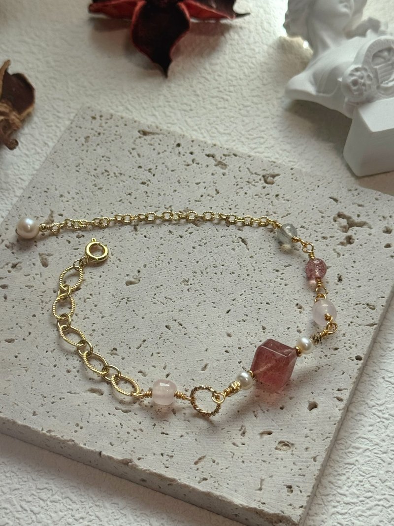 AZ 草莓晶方糖手鍊甜蜜能量戀愛 幸運石 - 手鍊/手環 - 寶石 
