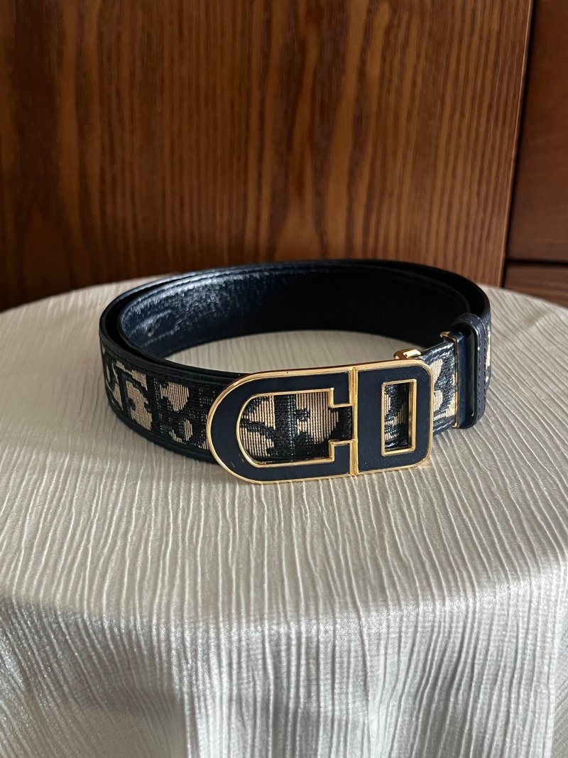 Dior Oblique Jacquard belt CD中古藍色提花皮帶腰帶 美品 - 皮帶/腰帶 - 真皮 藍色