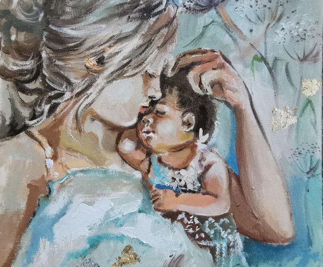 私の家族　(油絵キャンバス) 私の家族(油絵キャンバス)