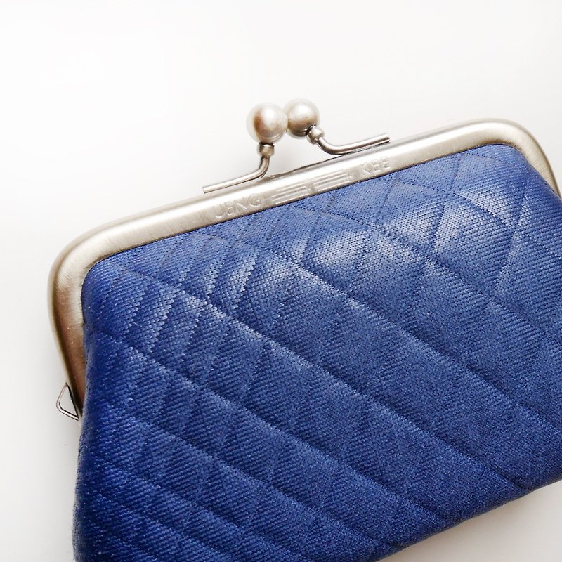 Royal blue big mouth coin purse / mouth gold bag [made in Taiwan] - กระเป๋าใส่เหรียญ - โลหะ สีน้ำเงิน