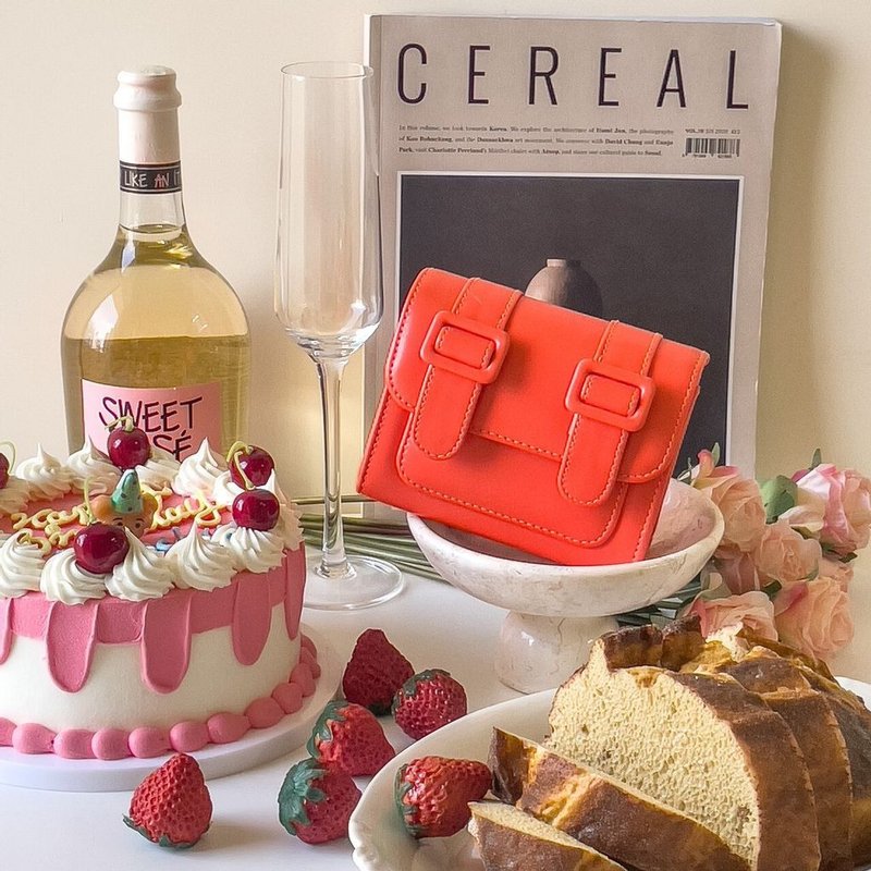 MERIMIES Cambridge Bag Mini Series | Pumpkin Barbie Crossbody Bag Waist Bag - กระเป๋าแมสเซนเจอร์ - หนังเทียม สีแดง