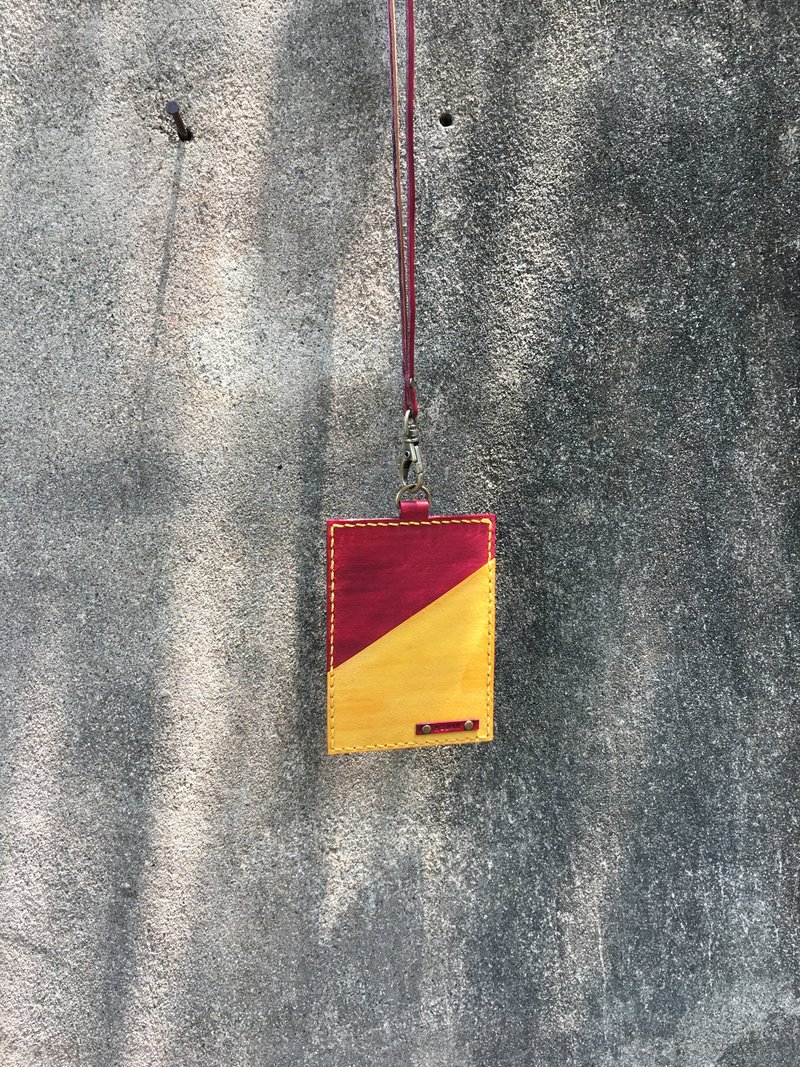 TOY │Straight double-layer ID holder_dark red with yellow - Other - Genuine Leather 