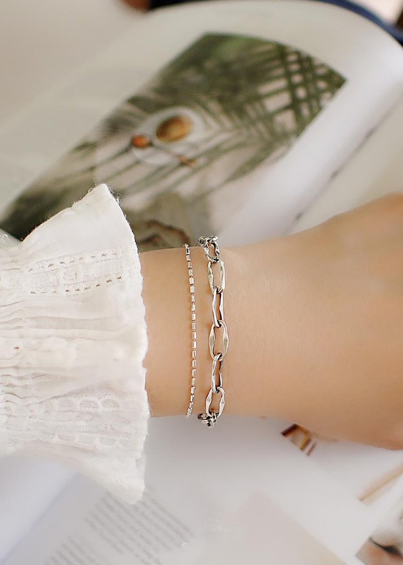 Strolling Cloud Sterling Silver Bracelet | 925 Forging Knocking Circle Personality Bracelet Neutral Simple Men and Women Couples Jewelry - สร้อยข้อมือ - เงินแท้ สีเงิน