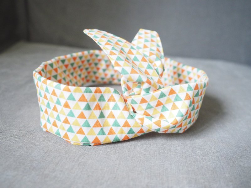 Handmade colorful triangle pattern headband - เครื่องประดับผม - ผ้าฝ้าย/ผ้าลินิน สีส้ม