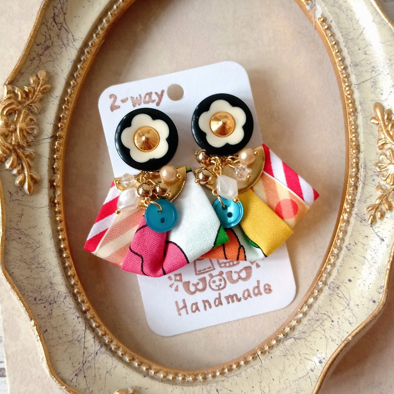 Playful and modern 2way button earrings - Earrings & Clip-ons - Other Materials 