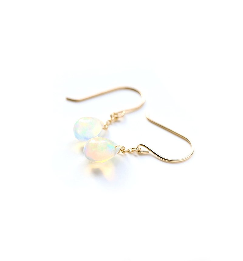 Single Opal (Drop) K10 Hook Earrings October Birthstone ~ESPOIR~ - ต่างหู - เครื่องเพชรพลอย หลากหลายสี