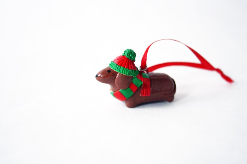 Dachshund Dog Christmas Tree Ornament - Stuffed Dolls & Figurines - Clay Multicolor