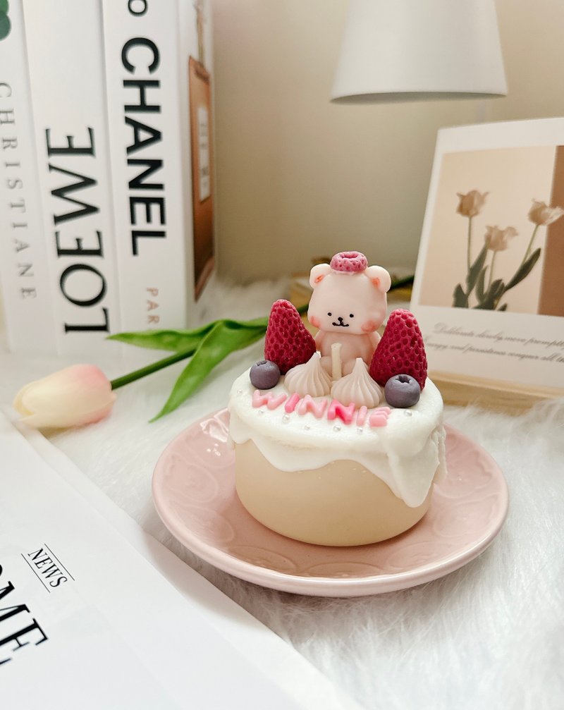 Customized 3-inch cake candle, scented candle, wedding souvenir - เทียน/เชิงเทียน - ขี้ผึ้ง สึชมพู