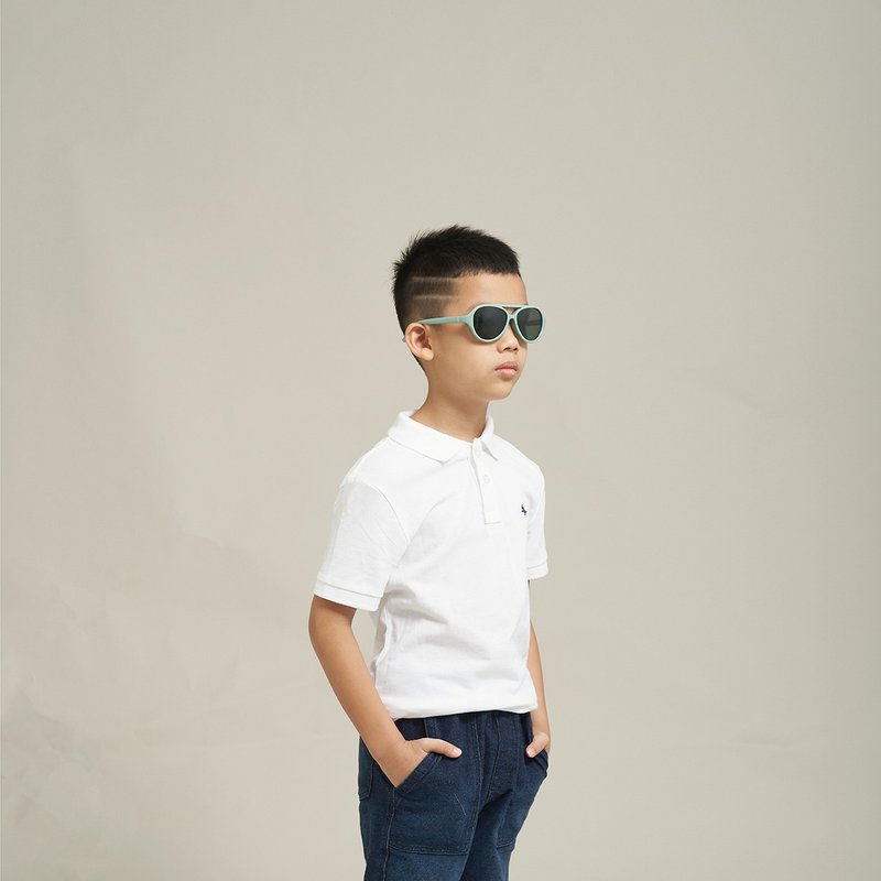 Small Fishing Glasses-Recycled Fishing Net Sunglasses│Pilot-Children's Style/Coconut Green - Sunglasses - Other Materials 